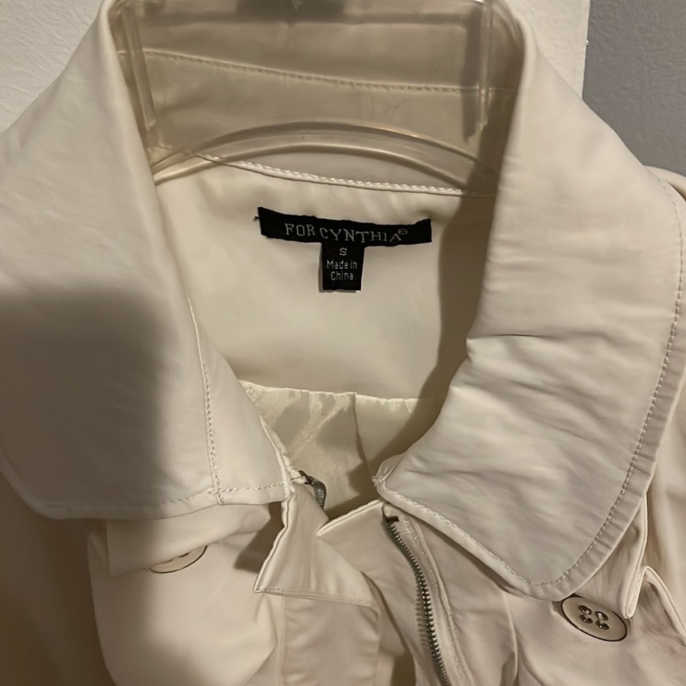 For Cynthia Ivory Ruffle Zip Front Jacket Size Small Lightweight - Picture 4 of 6